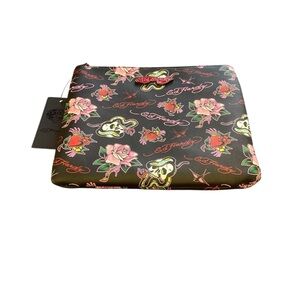 Ed Hardy Charcoal Zippered Pouch